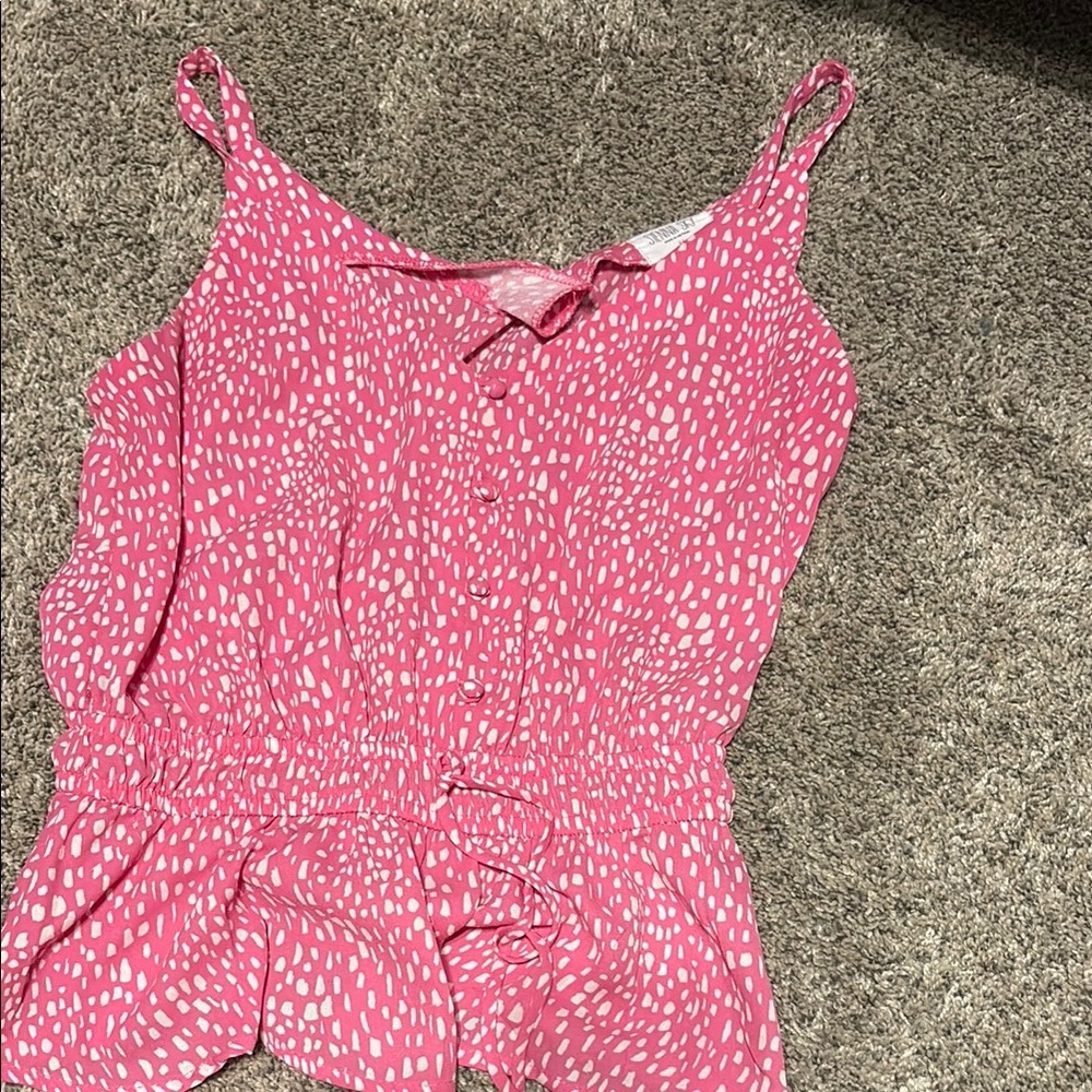 Pink and White Spotted Sleeveless Top